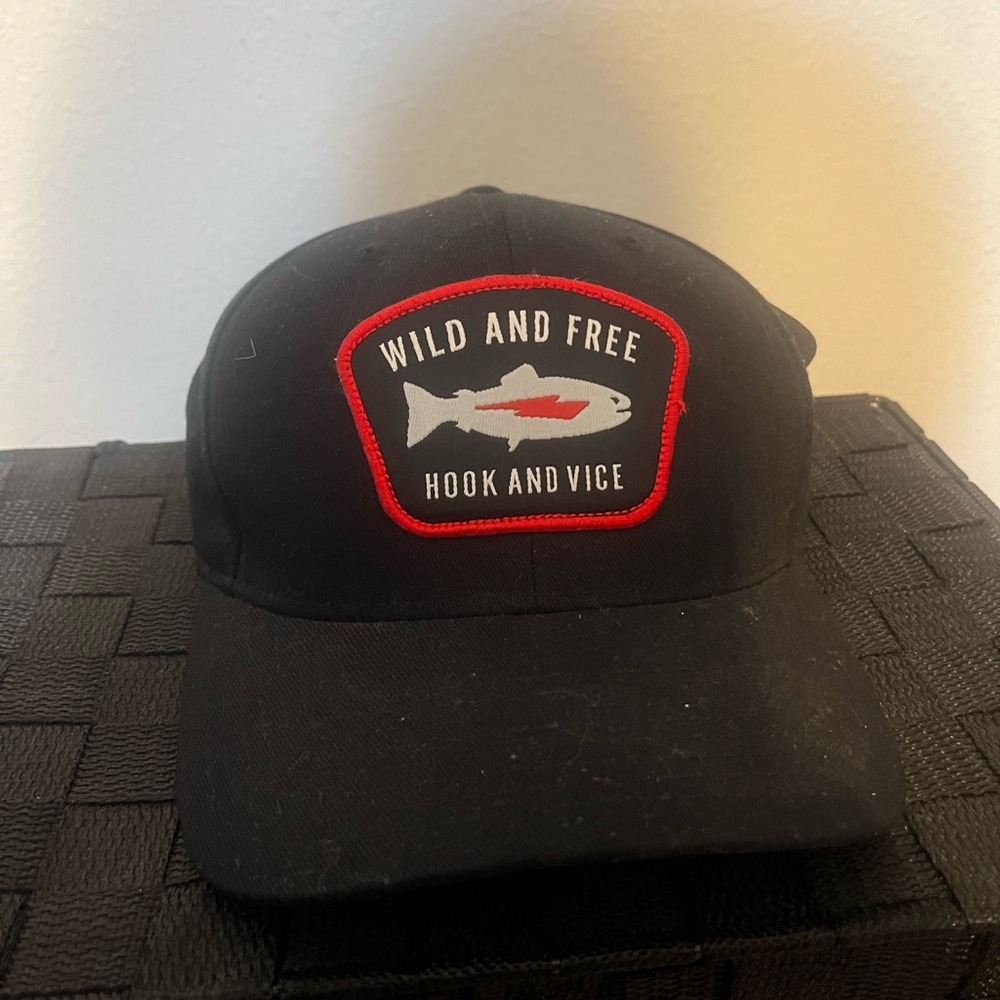 Lids Black Cap with Red and White Patch